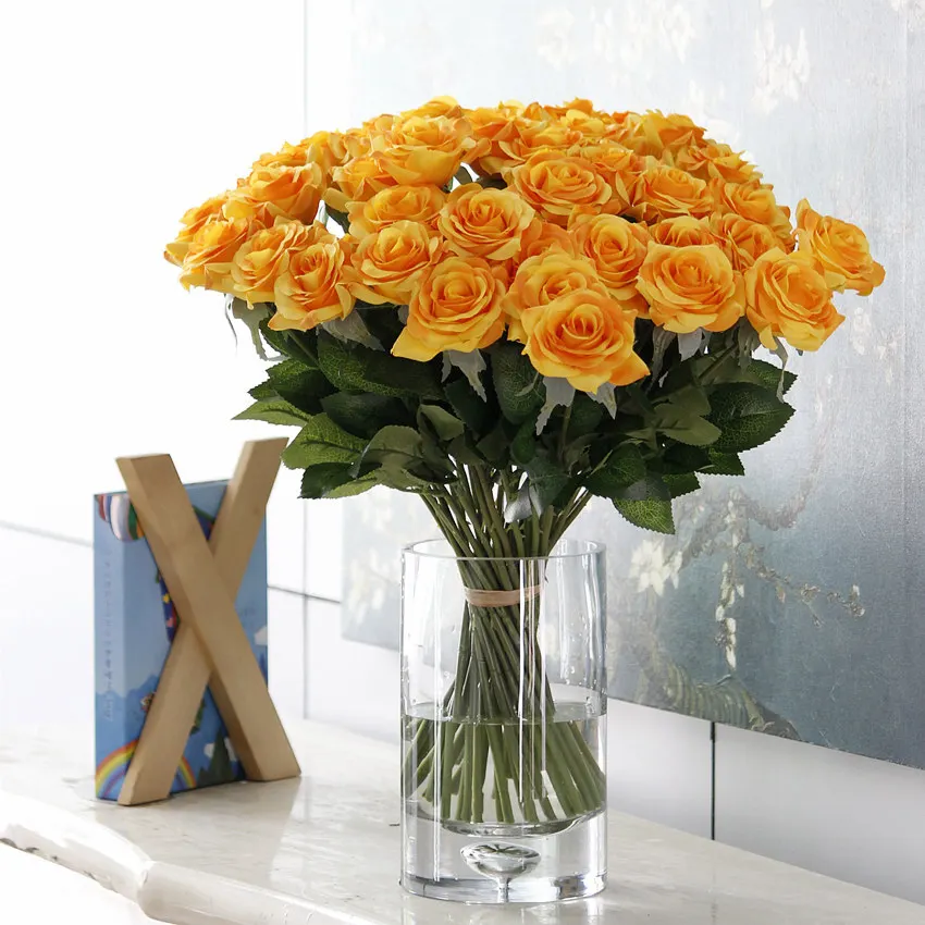 Искусственные розы свадебные украшения для стола шелковые цветы домашнего