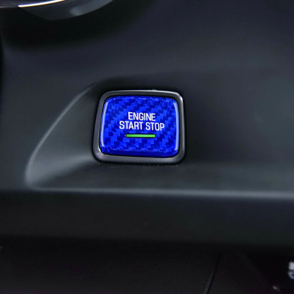 

Accessories Switch Decorative Cover Blue Button Sticker Car Carbon Fiber Engine For Camaro 2016-2020 Parts