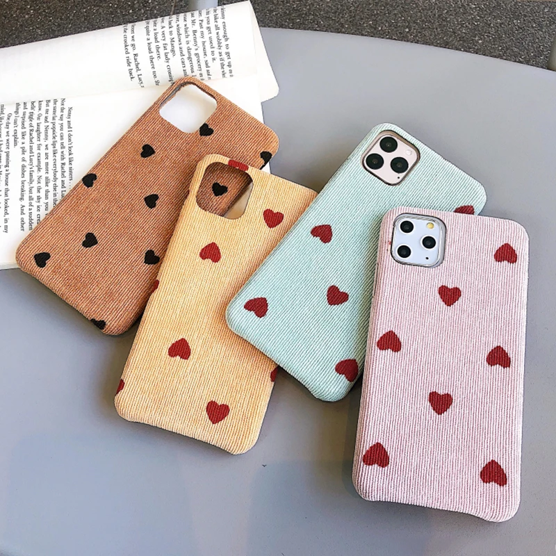 LOVECOM милый чехол для телефона с сердцем для iPhone 11 Pro Max XR XS Max 6 6S 7 8 Plus X полуобернутый сплошной цвет мягкая ткань задняя крышка