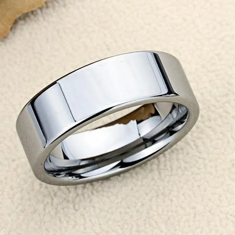 

Classic silver color Wedding Ring Flat Top Stainless Steel Promise Ring For Women Men 6mm 8mm