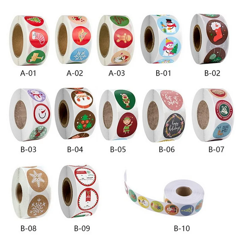 

500pcs Merry Christmas Stickers Christmas Tree Elk Candy Bag Sealing Sticker Christmas Gifts Box Labels Decorations New Year