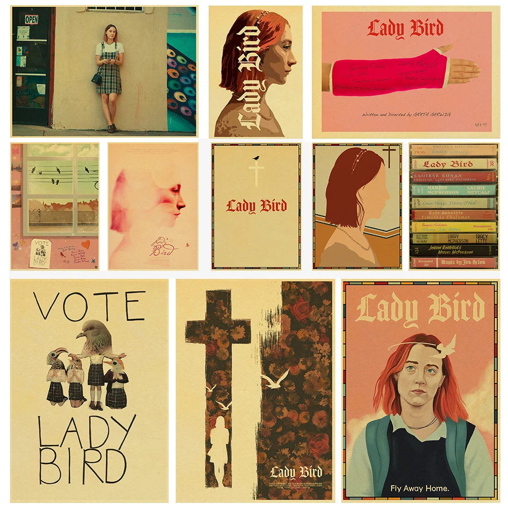 Винтажный постер из крафт-бумаги популярного фильма леди птица Улетающая