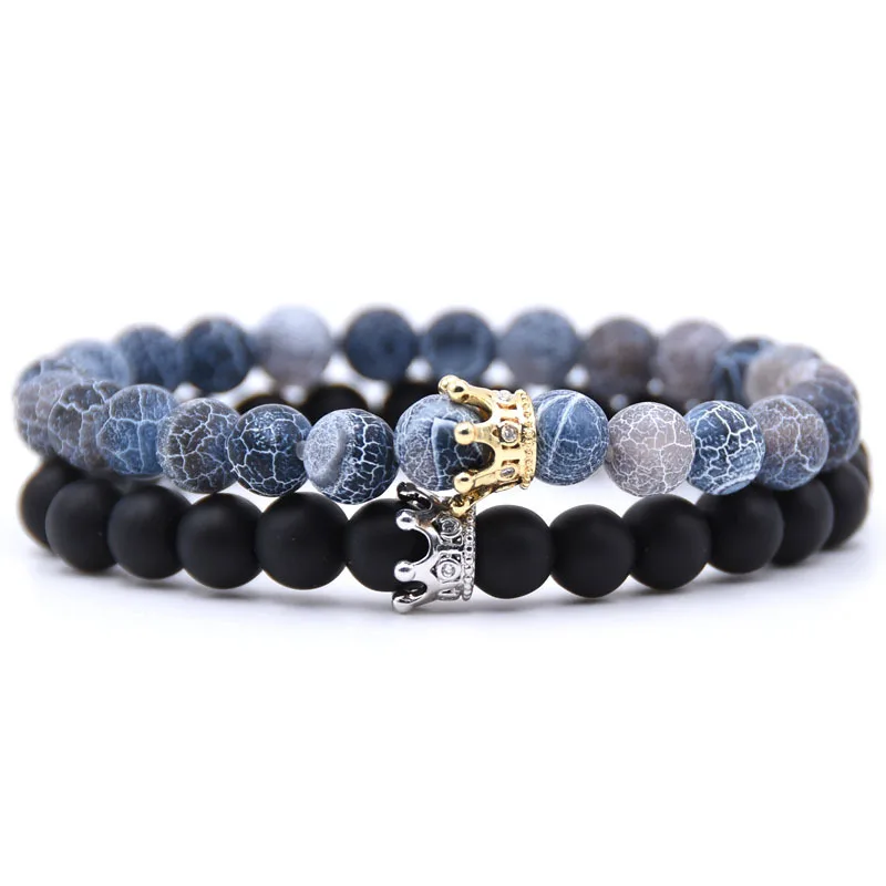 2019 Модный комплект из 2 шт./компл. натурального камня с бусинами и короной Набор