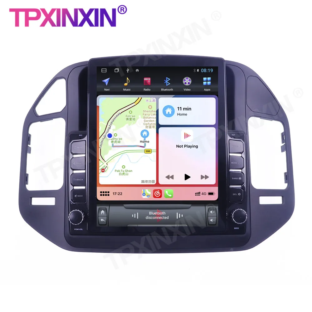 저렴한 테슬라 스타일 무선 카플레이 스테레오 수신기 6 + 128G, 자동차 라디오 플레이어 라디오 IPS, 미쓰비시 파제로 V73 V68 08-11 안드로이드 128G