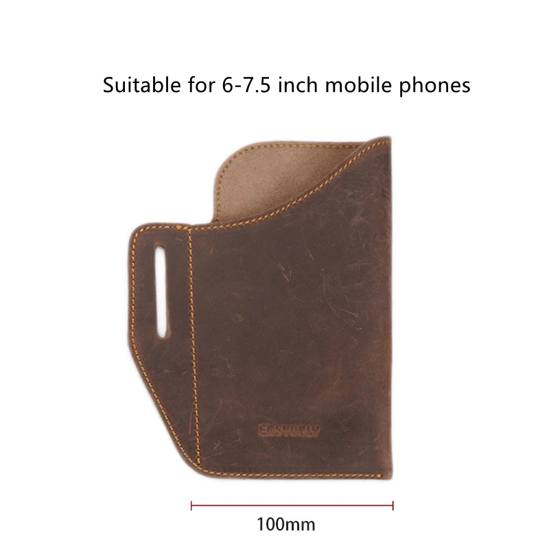 Fanny Waist Bag Men Genuine Leather Belt Bum Leg Hip Packs for Men 6-7.5inch Cell Phone Cigarette Lighter Box Case Outdoor Pouch