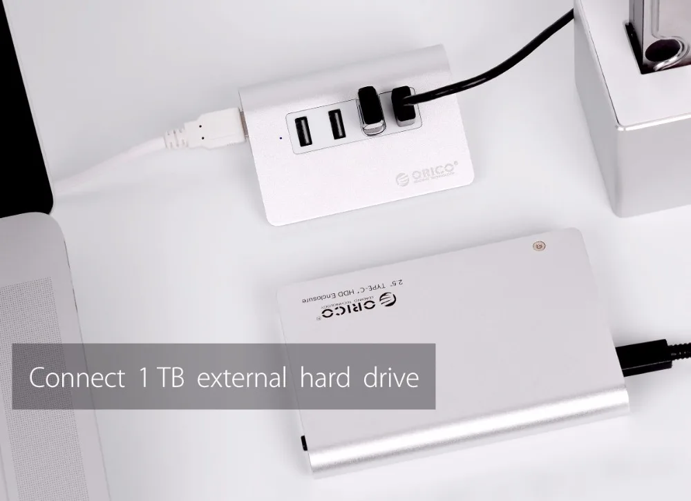 ORICO Alumunium мульти 4 порта USB 3,0 2,0 концентратор Портативный высокоскоростной USB разветвитель мини OTG USB адаптер с 100 см для Mac OS PC