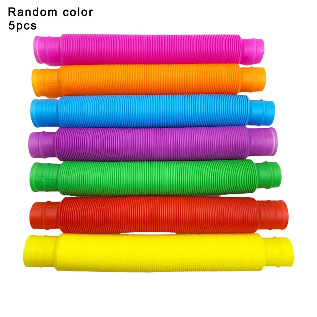 

5pc Fidget Toys Creative Magical Toy Colorful Circle Funny Toys Folding Plastic Pop Tube Coil Children's Development Educational