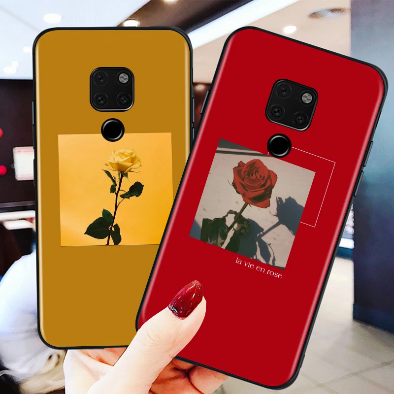 

ART Prints Flower for huawei Mate 10 20 30 40 Lite Pro X Lite RS Plus TPU Black Phone Case