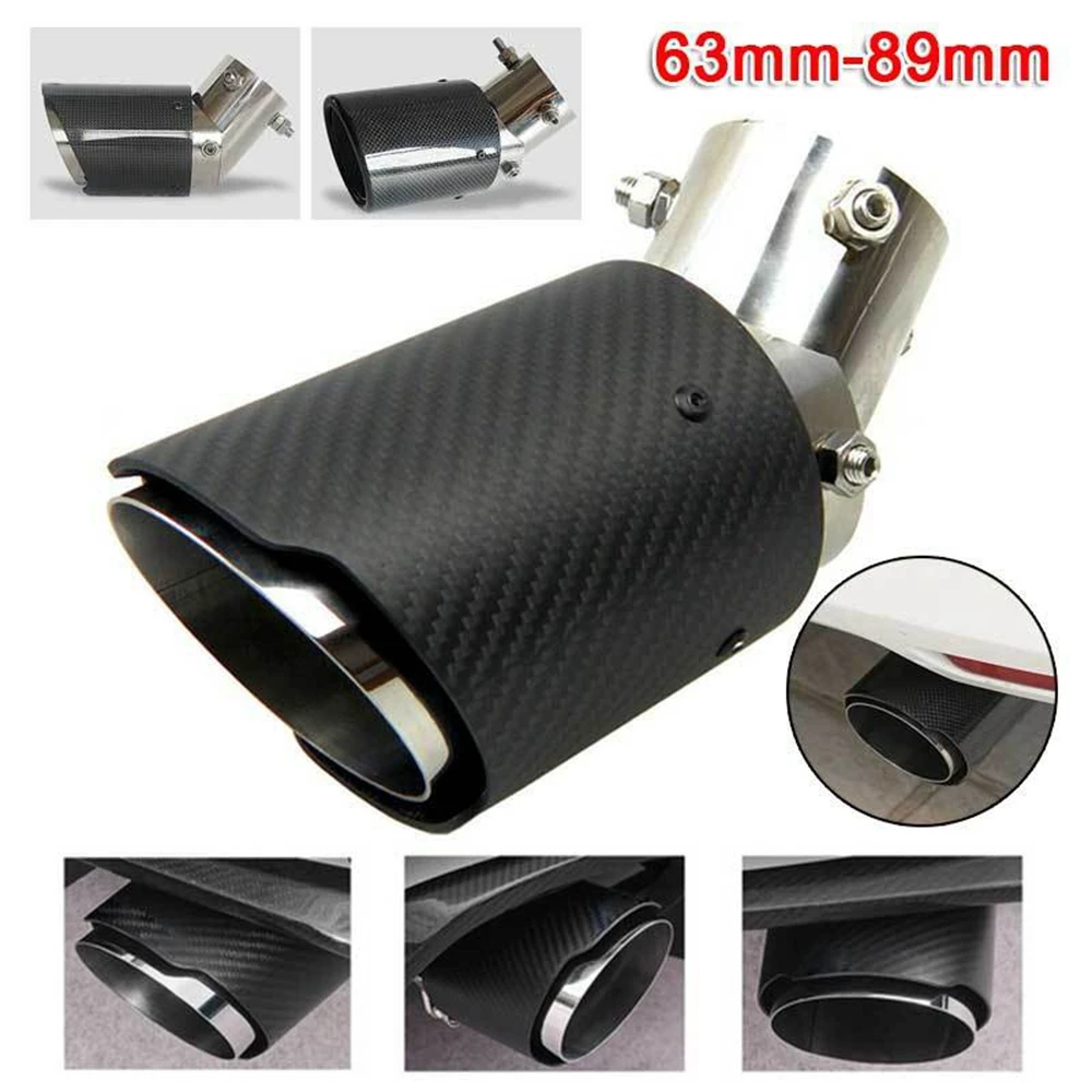 

1PC Carbon Fiber 63-89mm 63-101mm Adjustable Universal Car Exhaust Muffler Tail Tips Pipe Throat Silencer Glossy/Matte Black