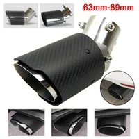63 89mm 63 101mm adjustable universal modified car exhaust systems nozzle muffler tail tips pipe glossy matte carbon fiber