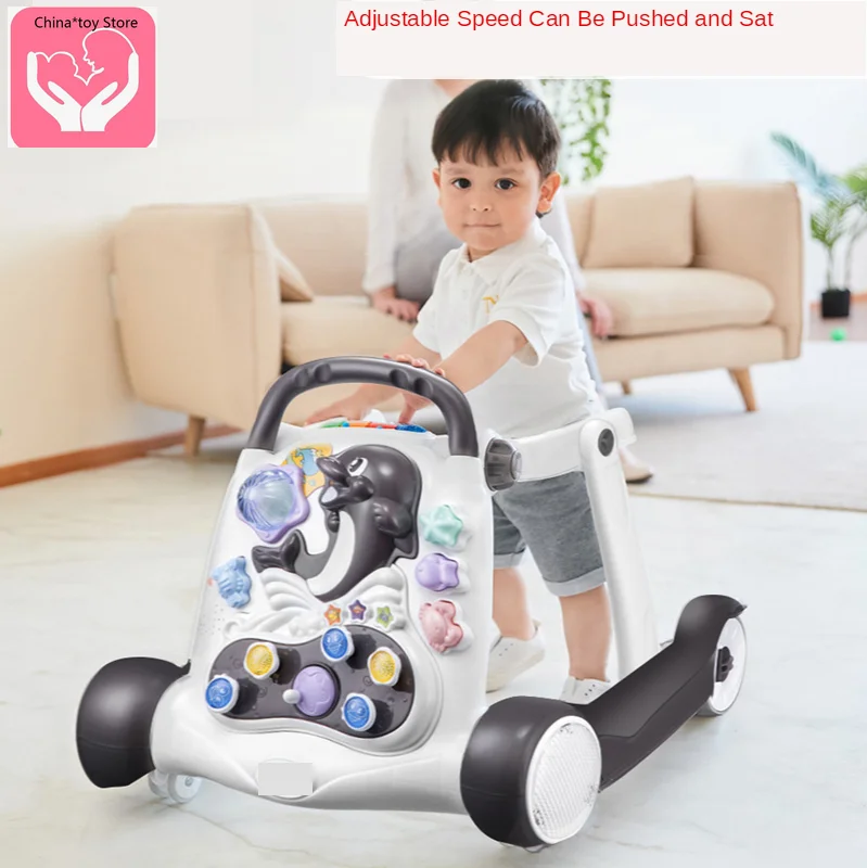 

Baby Walker Anti-rollover Multi-function with Music Baby 6-36 Months Hand Push Can Sit Child Walker Without Battery