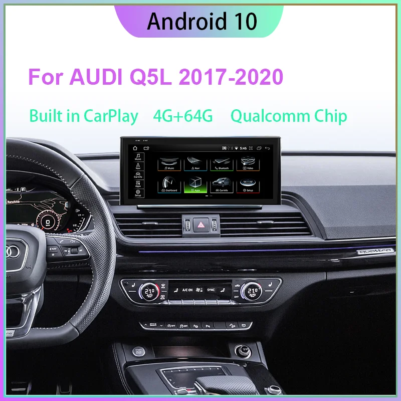

Сенсорный экран 10,25 дюйма/12,5 дюйма, Android 10, для Audi Q5L 2017-2020 MIB с CarPlay, Android, авто, Wi-Fi, Bluetooth, радио, GPS-навигация