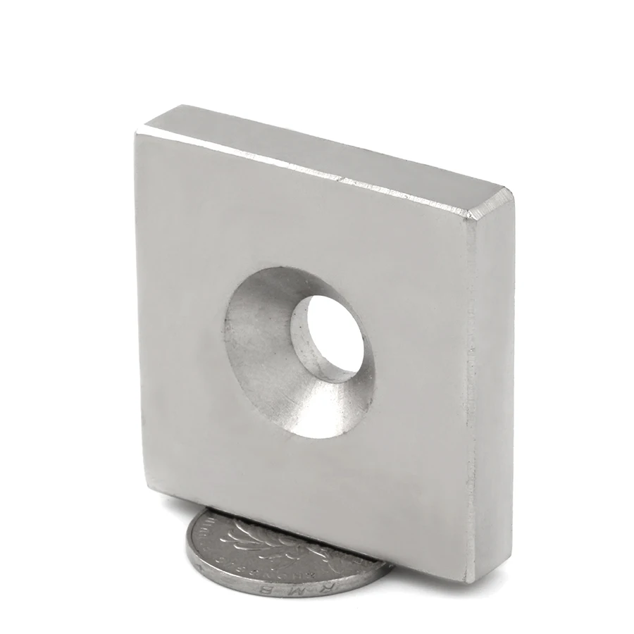 

Wangyatian 1pc 50 x 50 x 10 mm Hole:10mm Super Strong Countersink Block Neodymium Magnet Rare Earth Permanent Magnets