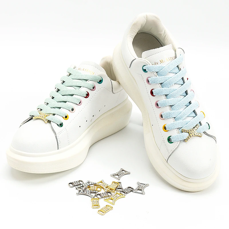 1 Pair Shoe Decorations Shoelaces Buckle AF1Sneaker Kits Metal Lace Buckle DIY Rhinestone Solid Metal Kits Shoe Accessories