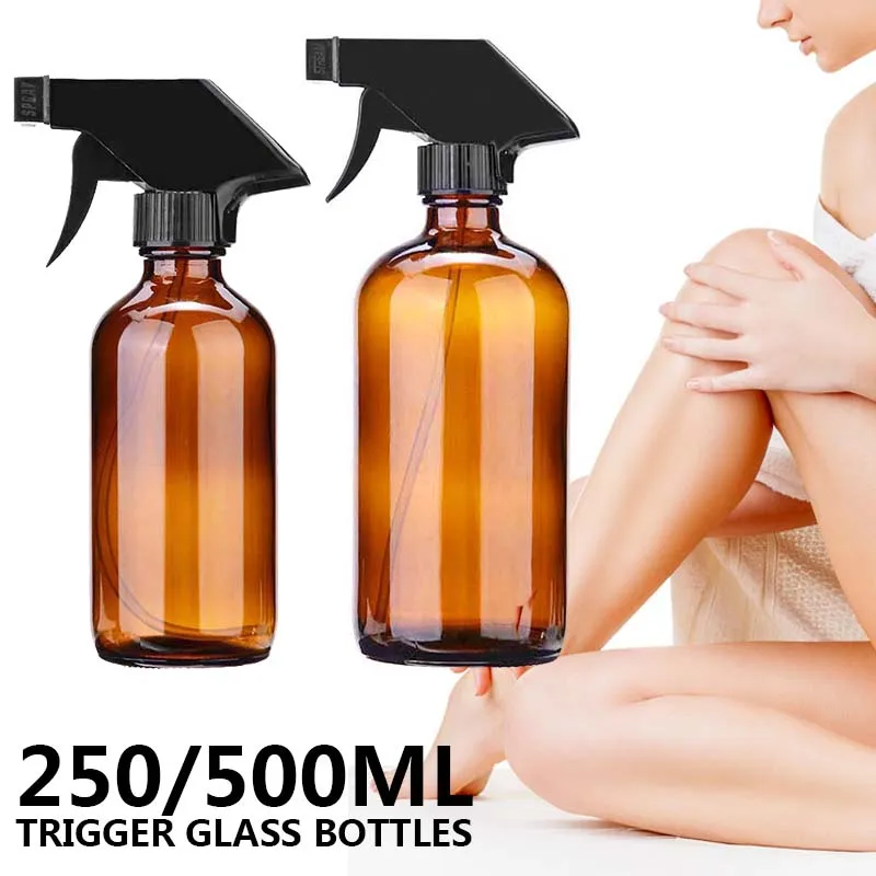 250mL/500ML Aromatherapy Essential Oil Trigger Sprayer Amber Glass Spray Bottles Compression Pump Container For Essence Perfume