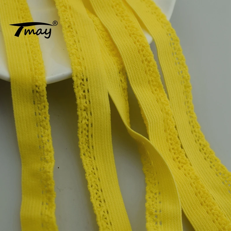 Кружевная эластичная лента желтого цвета #1687 8 ярдов/партия одежда нижнее белье