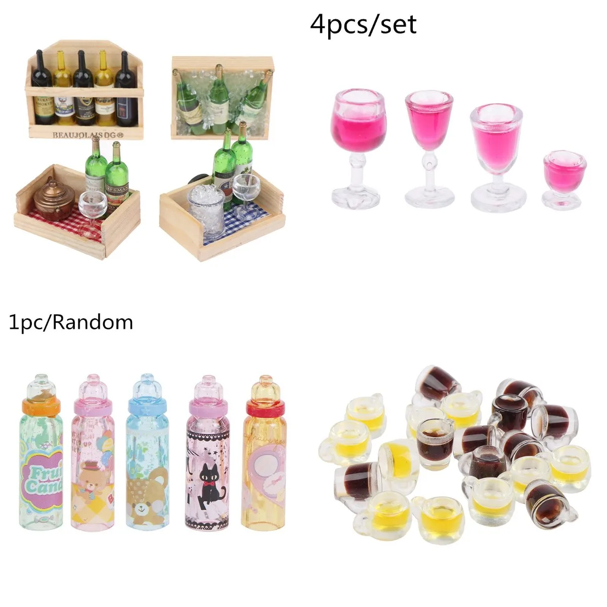 Набор миниатюрных винных бутылок для кукольного домика с коробкой и пивной