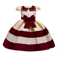 children flower stripe dress for 4 10 years girls wedding birthday party princess dresses kids pearls gown costume clothing