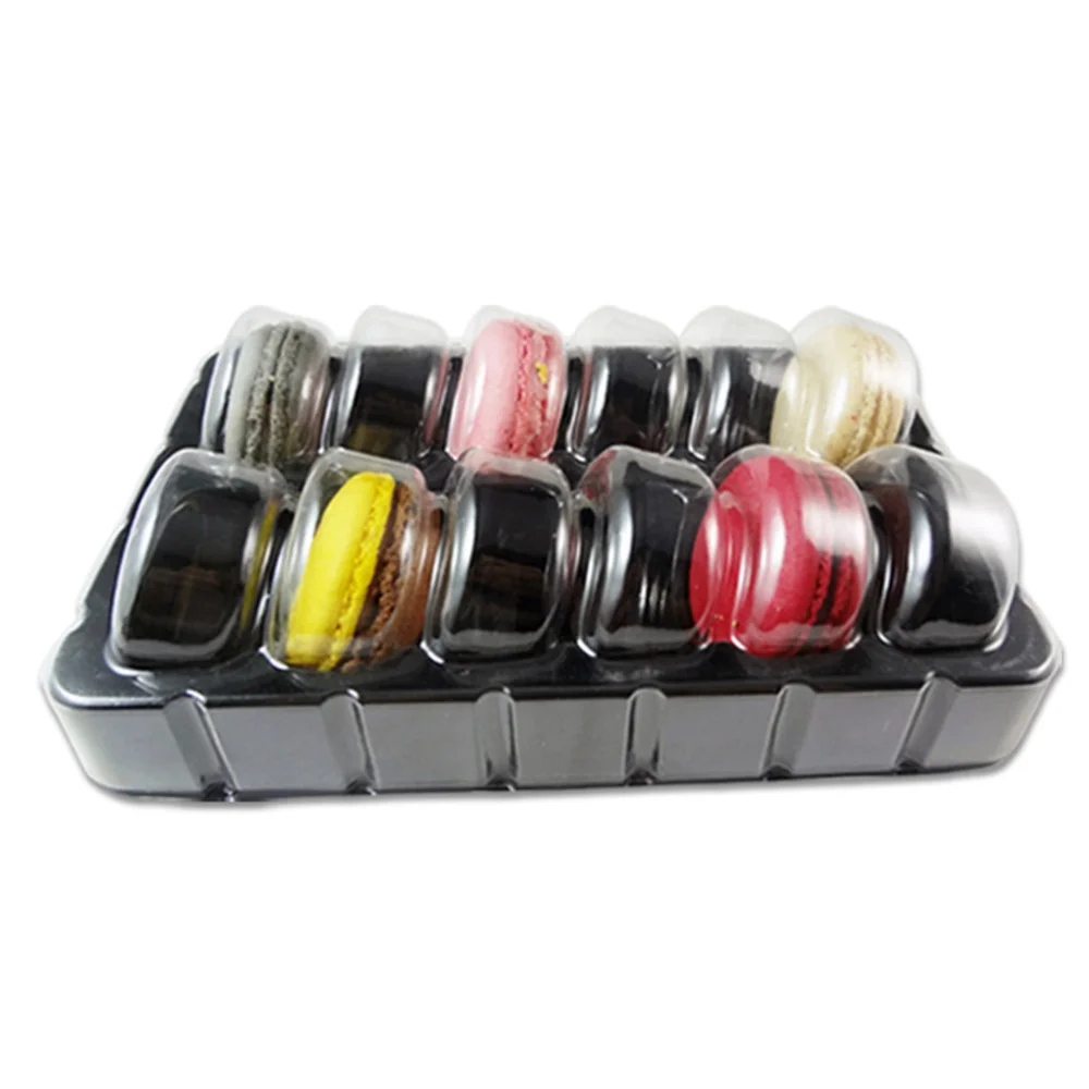 

12pcs 12-grid Pressure-proof Rectangular Macaron Containers Clear Macarons Box Pastry Packaging Boxes