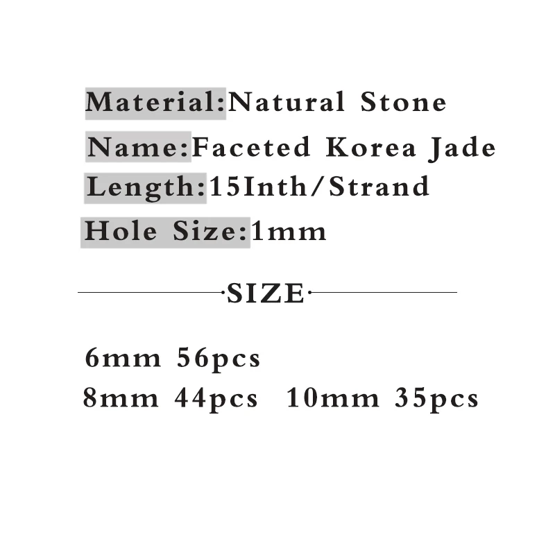 HGKLBB Natural Stone Big Faceted Flower Korea Jadee Spacers charm Loose beads for Jewelry making DIY bracelets Findings 6/8/10MM | Украшения