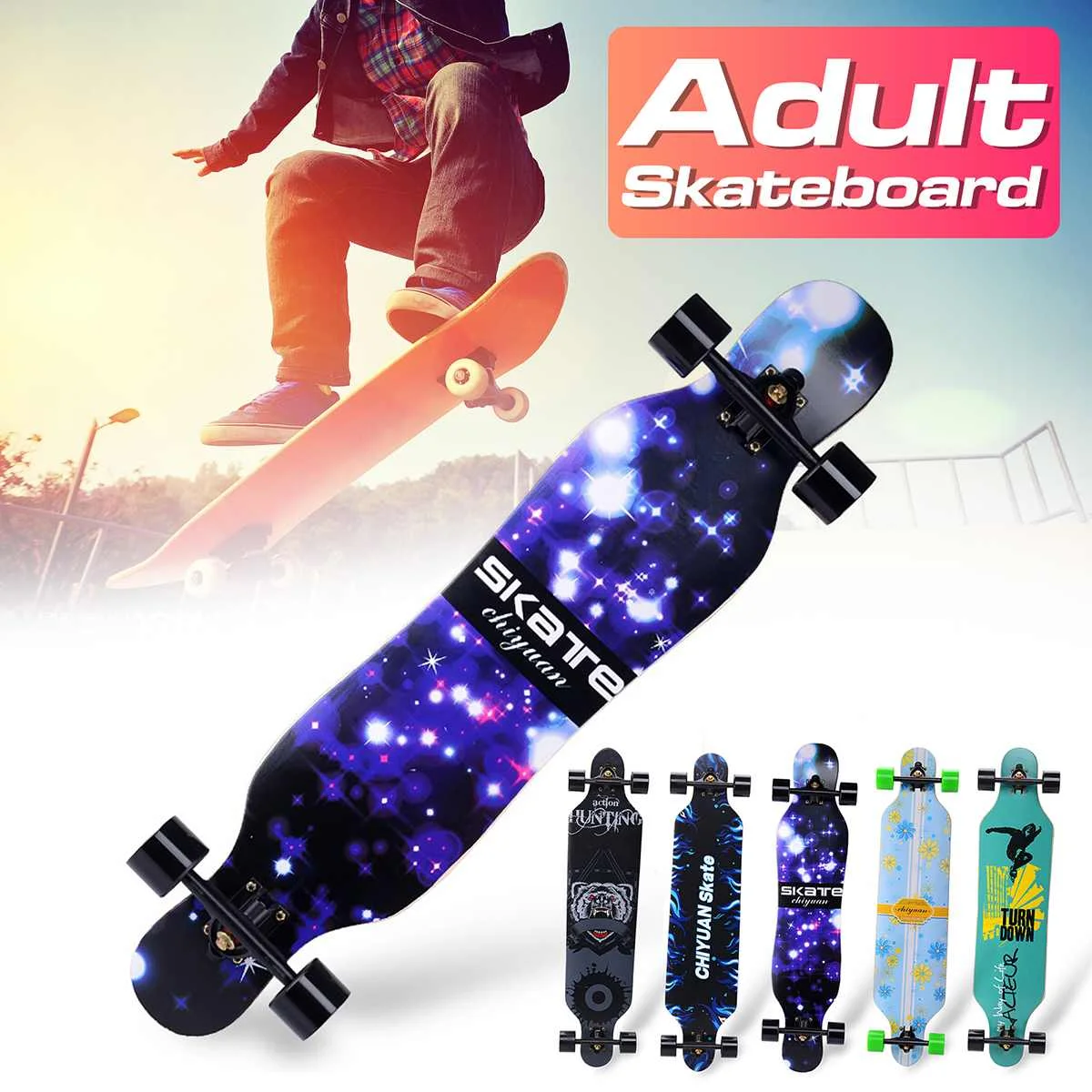 

40.9x9.6in Skateboard Beginnner Russia Maple Longboard Boy and Girl Long Board Adult Teenager Dancing Skate Board