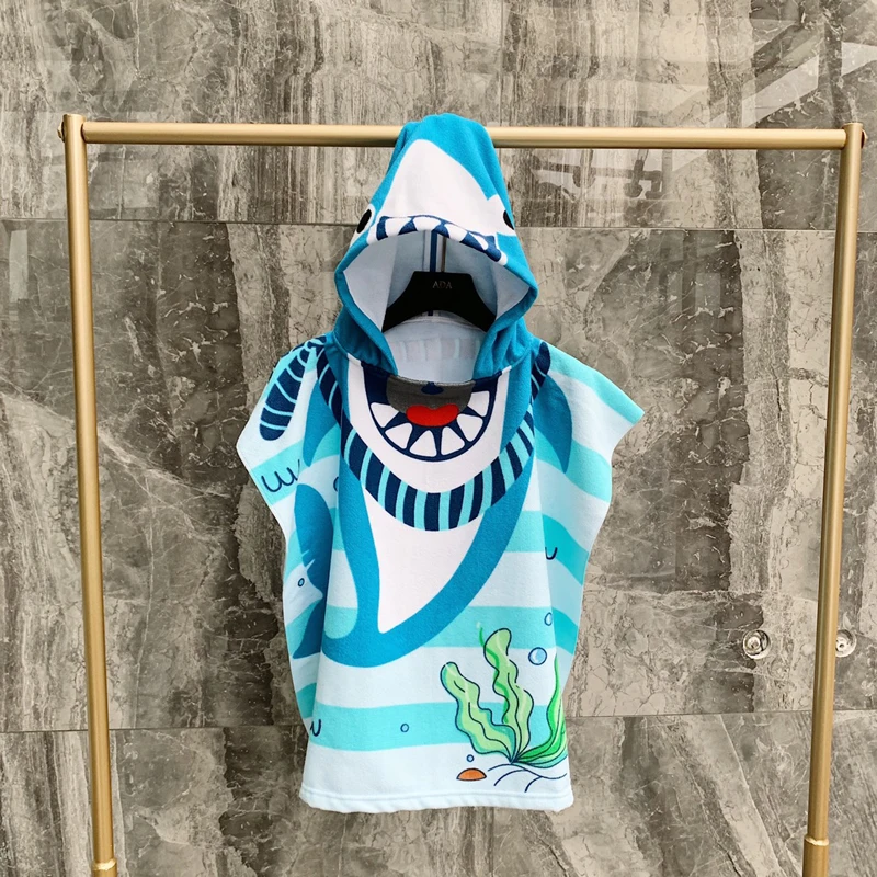 Hooded Soft Microfiber Cloak for Baby Boys Cartoon Fish Printed Blankets Swimming Robes Newborn Infant Kids Towel Bathrobes |