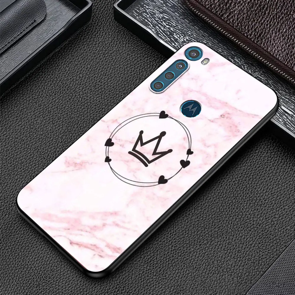 

Pink Marble flower Phone Case for Moto G8 G9 Play E7 Plus Power Lite One Fusion G10 G30 Edge G Stylus 2021 Coque Fundas