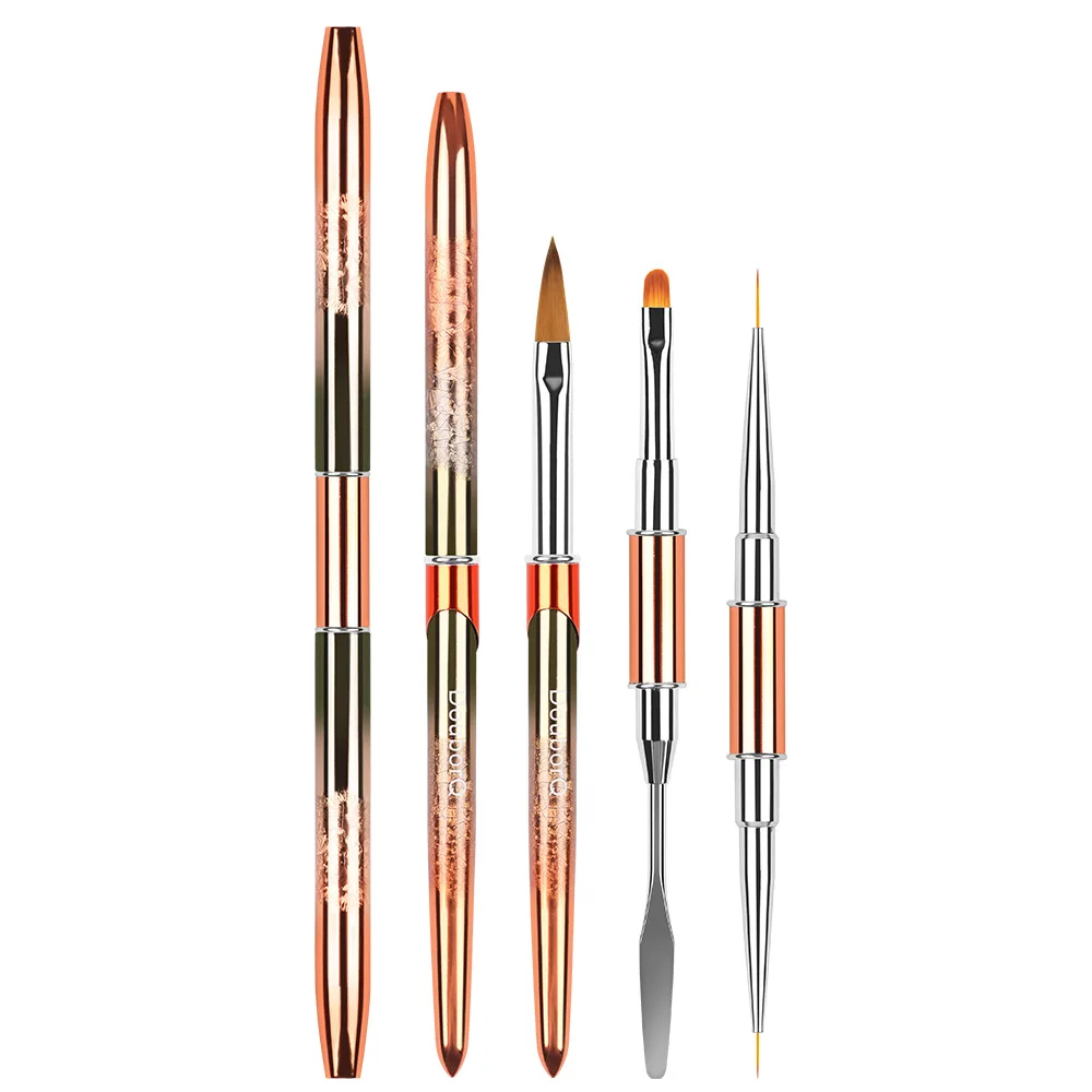 

Кисти для дизайна ногтей цвета шампанского, кисть для рисования, металлическая ручка для рисования, кисть для УФ-геля, «сделай сам», лайнер д...