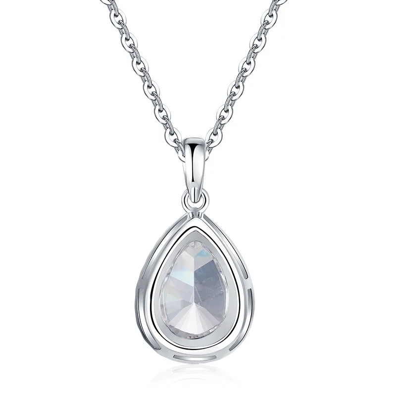 

Wong Rain Classic 925 Sterling Silver Water Drop Created Moissanite Diamonds Gemstone Pendant Necklace Engagement Fine Jewelry