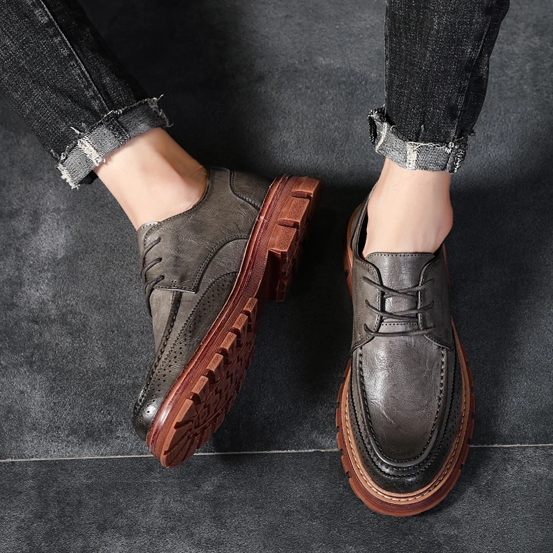 

Men Leather Loafers Shoes outdoor Male Breathable Comfortable fashion lace up Casual Shoes Soft Leather shoes Boat Zapatos