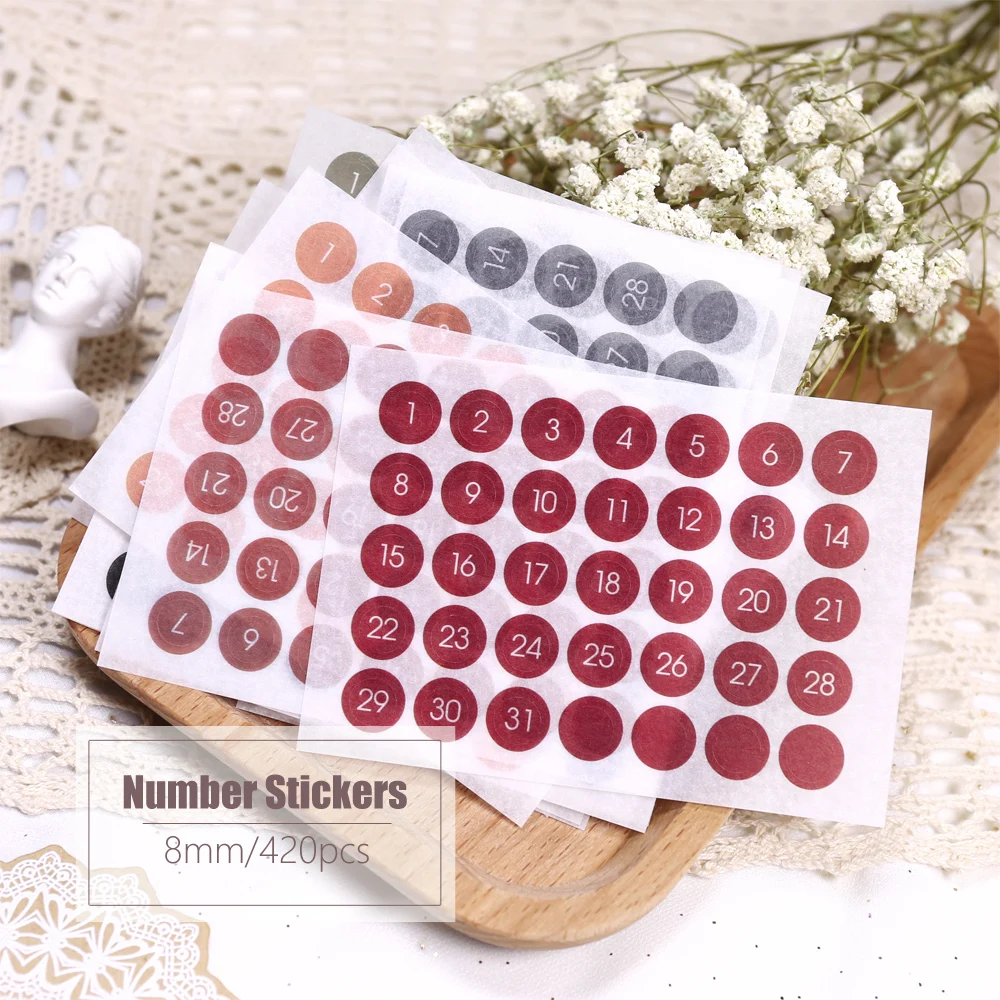 MyPretties Round Label Dot Stickers Number Planner Weekly Daily Schedule Mark Agenda Stationery | Канцтовары для офиса и дома