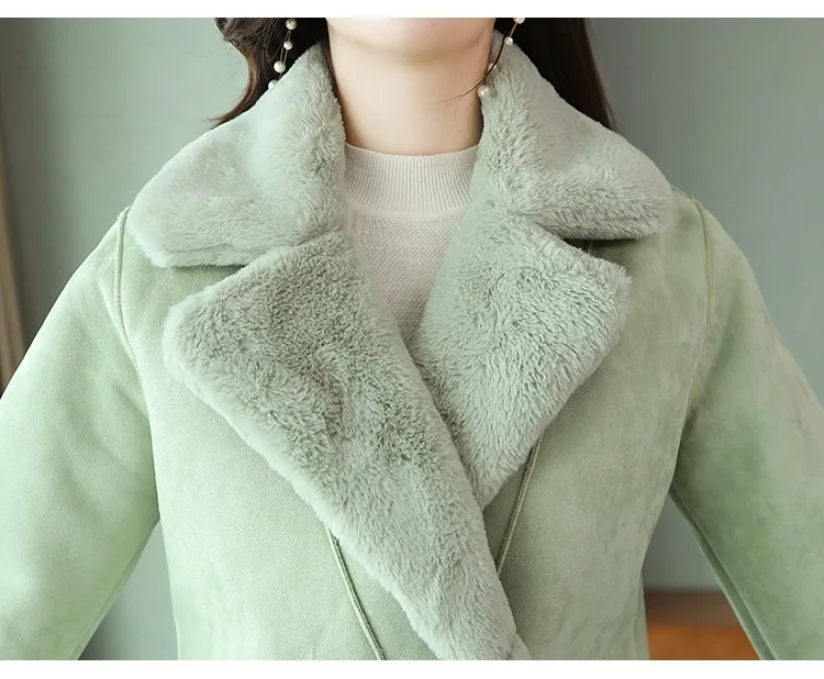 Trending Products Women Winter jackets Suede long coat Imitation lamb wool coats Warm cotton clothing Thicken free shipping 1872