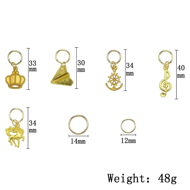 50 шт./компл. металлические африканские Кольца для волос бусины манжеты подвески