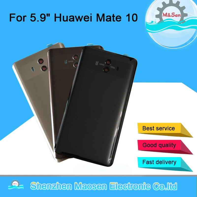 M& Sen для 5," huawei mate 10 ALP-L09 ALP-L29 стеклянная задняя крышка для батареи Корпус+ рамка для камеры+ стеклянный объектив+ вспышка+ наклейка 3M