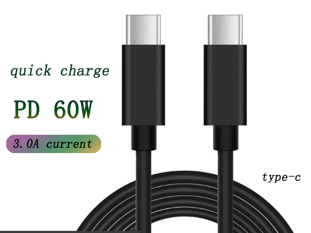 Кабель Type-C на PD 60 Вт для ПК MacBook IPad Pro Автомобильный штырь-штырь с двойной головкой