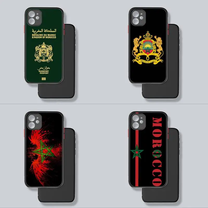 

Morocco Flag Coat Of Arms Symbol Phone Case Transparent Matte For IPhone7 8 11 12 S Mini Pro X XS XR MAX Plus Cover Shell