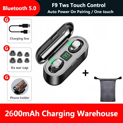BLACK add bag TWS mini 5.0 Bluetooth earphones True wireless headphones 8D Stereo headsets Sport Bluetooth Headphone Earbud With Charging case - Цвет: BLACK add bag
