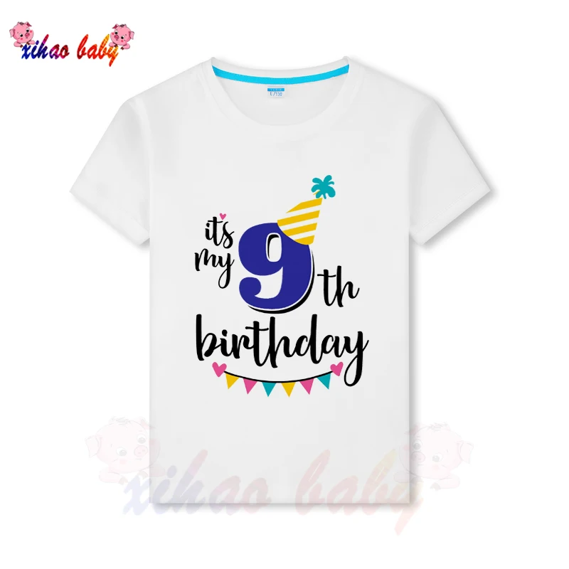 

Kids Boys Girls Summer Birthday T-shirts Short Sleeved T Shirt Number 2 3 4 5 6 7 8 9 10th print Christmas Party Clothing Tops