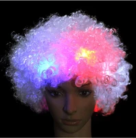 luminous headgear hat explosive head wig led flash headdress clown wig fans supplies adult party performance white