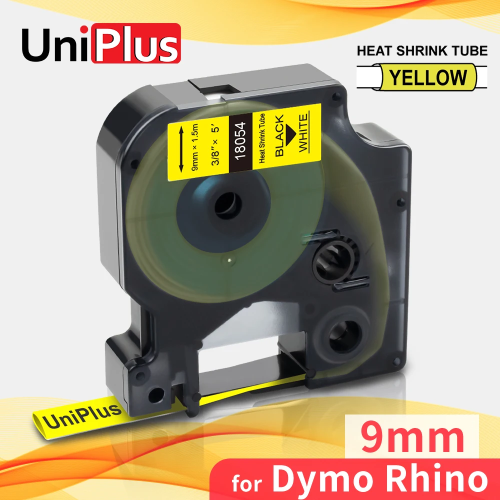 Термоусадочная трубка UniPlus 18054 желтая лента для принтера замена ленты DYMO Rhino 9 мм