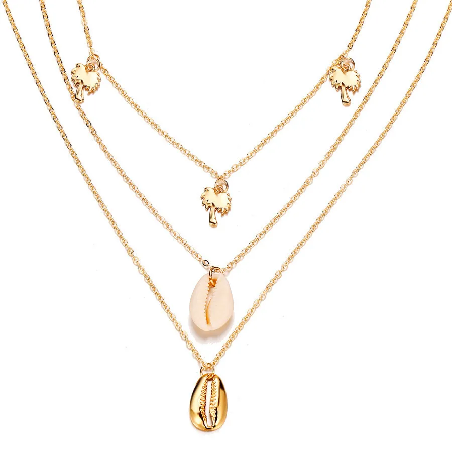 RAVIMOUR Boho Ожерелье s& Кулоны Золотая Серебряная многослойная цепочка ракушка дерево ожерелье для женщин ювелирные изделия винтажное богемское короткое ожерелье
