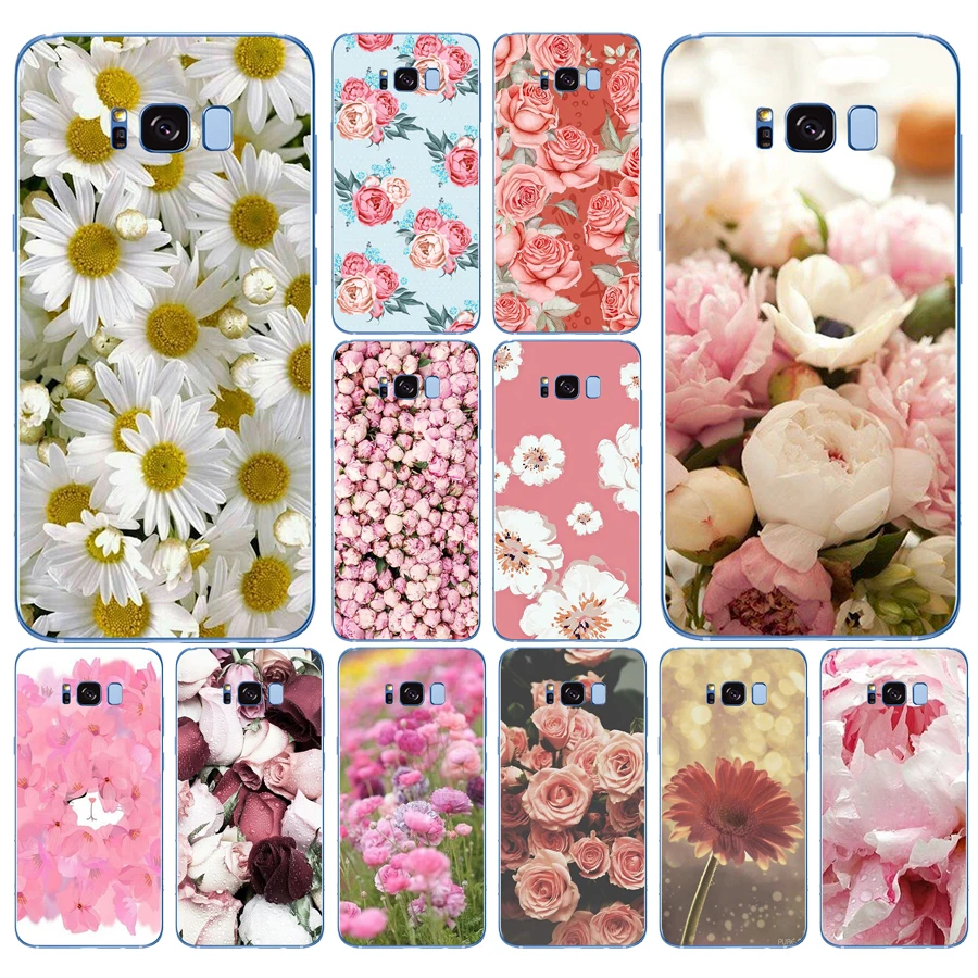 189DD пион Sunflowe Роуз ромашки растения Цветочный Мягкий силиконовый чехол для Samsung