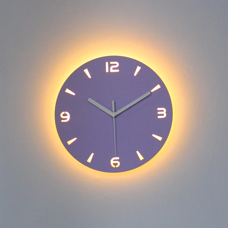 

Living Room Simple Mute Hanging Backlight Clock Decoration Hanging Astral Movement Clock Night Lamp Ambience Light Bedroom Clock