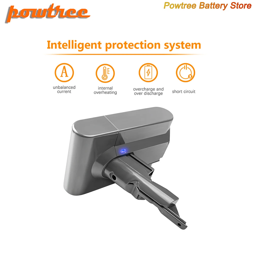 Powtree 6000mAh 21.6V Li-ion Battery Replacement For Dyson V7 Motorhead Animal Trigger HEPA Handheld Vacuum Cleaners L70 | Электроника