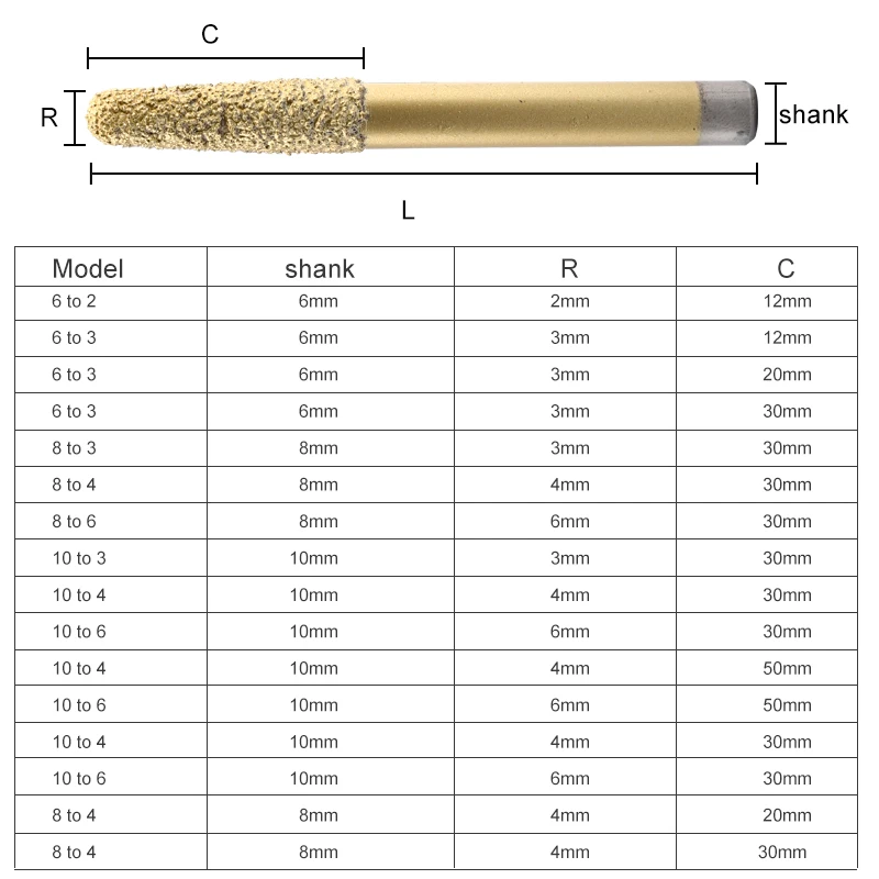 Конусная вакуумная паяная фреза для камня алмазная гравировальная фрезерная