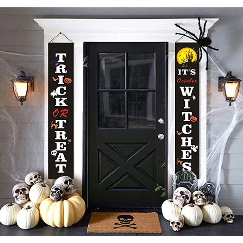 

halloween Door Couplet Decoration-Ghost Festival Couplet Outdoor Decoration Halloween Party Decor Hanging Flag Curtain Banner