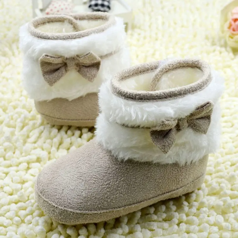 

baby shoes Girl Crib Bowknot Warm Princess Toddler Fleece Boots Shoes Snow