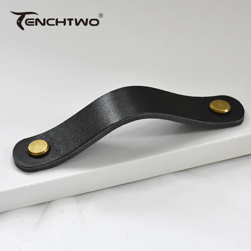 Черная кожаная ручка для шкафа в современном стиле ручки мебели ящика дверная