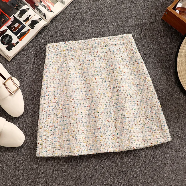 Женский твидовый костюм из двух предметов свободный свитер с круглым вырезом и