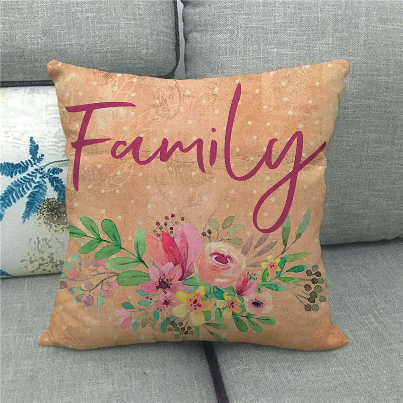 Оптовая продажа наволочка love home и family дизайн Чехол для подушки льняная/хлопковая